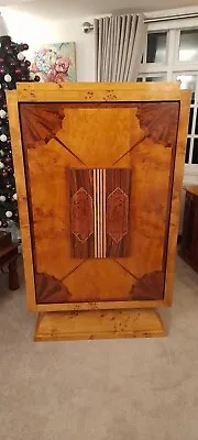 Art Deco Burr Walnut Cocktail/Drinks Bar Cabinet  50s Stunning Home Bar • £1400