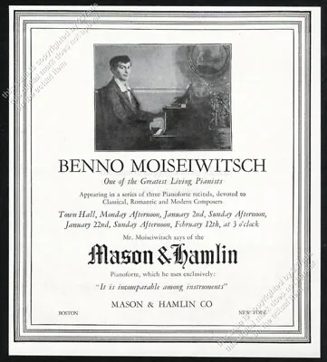 1927 Benno Moiseiwitsch Portrait Mason & Hamlin Piano Vintage Trade Print Ad • $8.09