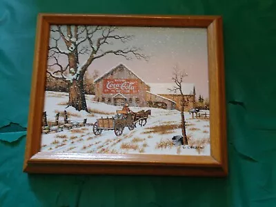 C. Carson Signed Canvas Coca-Cola Winter Theme Barn 8 X 10 Painting • $18.99