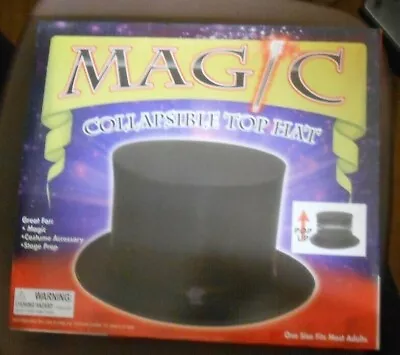 Deluxe FOLDING TOP HAT Collapsible Magician Costume Spring Black Pops Up Adult • $39.95