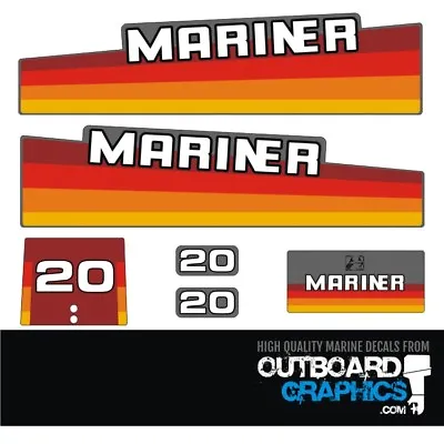 Mariner 20hp Rainbow Outboard Engine Decals/sticker Kit • $38.53