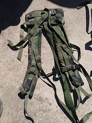 US Army MOLLE II Large Rucksack Shoulder Straps (FRAME) Woodland Camo • $24.98