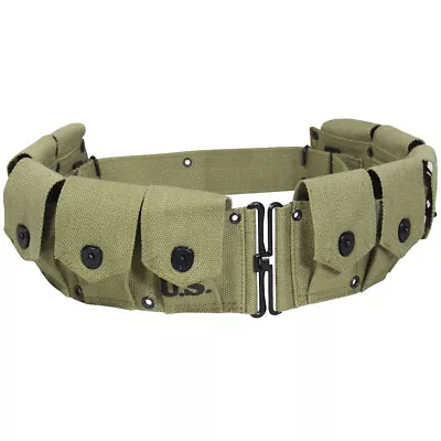 U.S.WWII Springfield M1923 Garand Cartridge Canvas 10 Pocket Belt Olive Green • $39.95