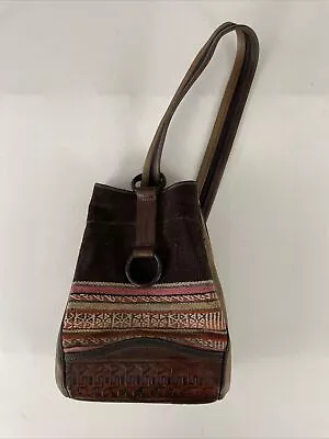  Anna Cainzo Vintage Backpack/Sling Purse Artisan Tooled Leather & Wool Bolivia • $26