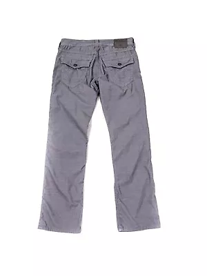 True Religion Men’s Ricky Relaxed Straight Micro Corduroy Jeans Flap 32x33 Gray • $39