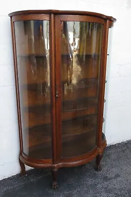 Larkin Co Early 1900s Claw Feet Oak Display Curio Cabinet Cupboard 5101 • $1705.50