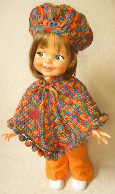 Crocheted Poncho & Beret Set For Vintage Ideal Giggles Doll • $42.15