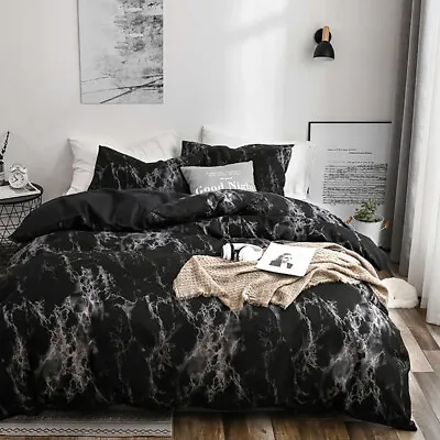 $36 • Buy All Size Bed Ultra Soft Quilt Duvet Doona Cover Set Bedding Pillowcase Black