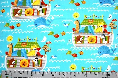 BTY*FACE MASKS*BABY ARK/ANIMALS/WHALE/WAVES ON 100% COTTON FLANNEL FABRIC 42x36  • £16.38