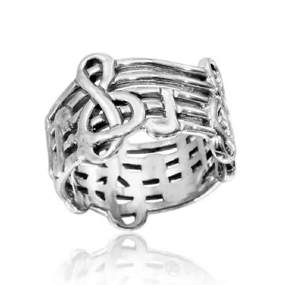 Sterling Silver Music Notes Ring High Polished  • $24.99