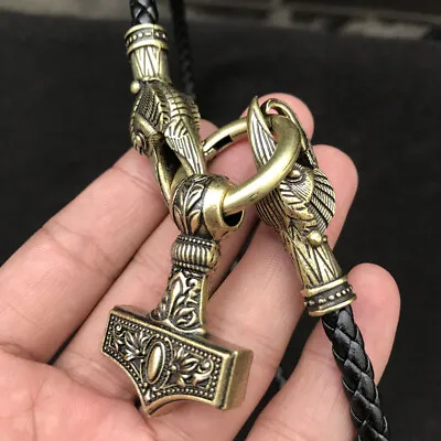 Men's Norse Viking Raven/Dragon Chain&Thor Hammer Mjolni Pendant Necklace Amulet • $12.96