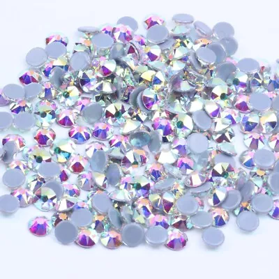 SS3-SS40 Crystal Clear/Clear AB Flatback Glass Hot Fix Rhinestone Nail Art Stone • $7.99