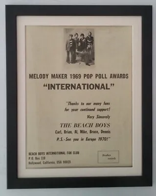 £99.95 • Buy BEACH BOYS*Award Winners*1969*ORIGINAL*POSTER*AD*FRAMED*FAST WORLD SHIP