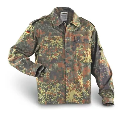 New German Bundeswehr Flecktarn Camo Military Jacket Men’s X-Large BDU Shirt • $44.99