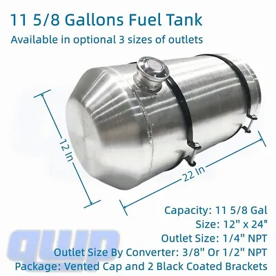 12x24  11 5/8 Gallon Universal Fuel Tank 3/8 NPT Spun Gas Tank End Fill For Boat • $197.82