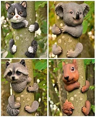 Novelty Garden Animals Tree Peeker Resin Garden Ornaments Tree Fence Shed Decor • £7.99