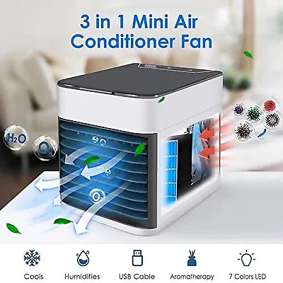 $39.99 • Buy Mini Portable Air Cooler Conditioner Evaporative Water Cooling Fan USB Charging