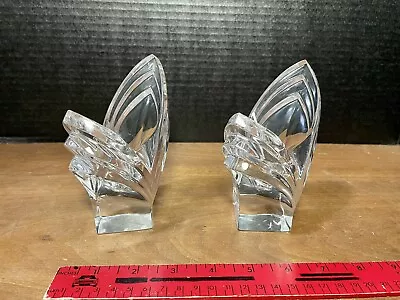 Mikasa Art Deco Crystal Heavy Sculptural Taper Candle Holders Pair 5  • $19.99