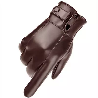 Mens Leather Gloves Full Finger Touch Screen Motorcycle Driving Soft Winter Warm • $19.07