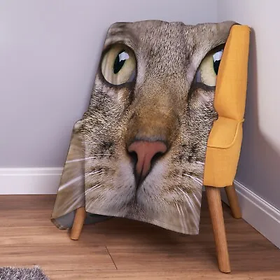 Cat Face Design Soft Fleece Throw Blanket • £33.99