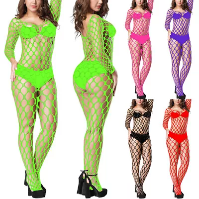 Women Sexy Lingerie Fishnet Full Body Stockings Babydoll Bodysuit Nightwear US • $4.99