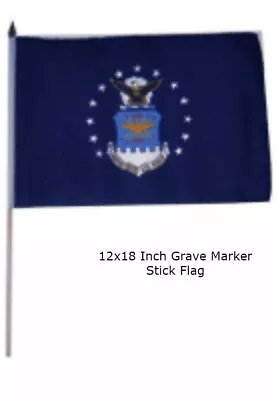 12x18 12 X18  U.S. Airforce Air Force Emblem Crest Grave Marker Stick Flag • $14.88