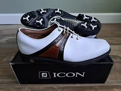 NEW Footjoy FJ ICON Mens Golf Shoes 52155 WH/BRN 10 X-Wide  • $149.99