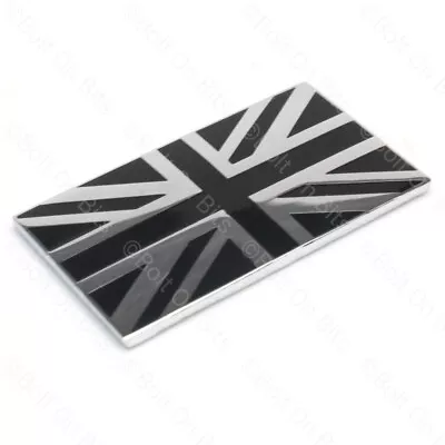 Black & Silver Union Jack Badge Metal Self Adhesive Classic Mini MGB Morgan • $11.19