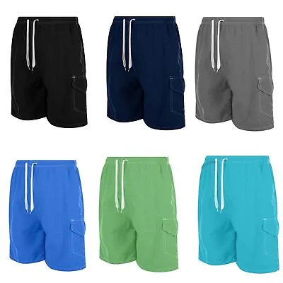 Men Swim Shorts 3 Pockets Swimming Trunks Cargo Beach Suit Board Wear New Colors • $14.99