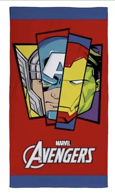 Marvel Avengers Badges 100% Cotton Beach Bath Absorbent Towel Red - 70 X 140cm • £13.99