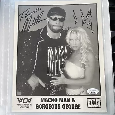 Macho Man Randy Savage Gorgeous George Autographed WCW Rare Promo Photo JSA!! • $600