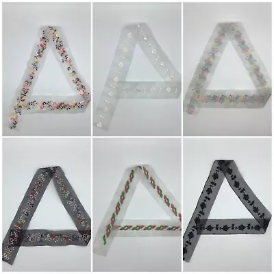 £2.89 • Buy Embroidered Organza Lace Ribbon Trim For Bridal, Dress, Craft Making 