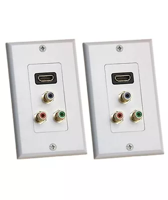 2x 1-Gang HDMI & 3-RCA RGB Component Video Wall Plate Outlet Jack HDTV 1080p • $28.28