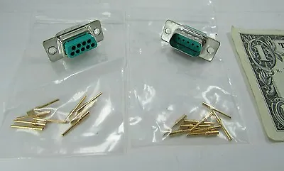 2 Positronic Mil Spec DSub Connectors DE-9 DB-9 Male Gold Crimp Pins RD9M1000Z • $7.99