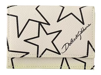 DOLCE & GABBANA Wallet White Stars Print Leather Trifold French Flap RRP $450 • $89