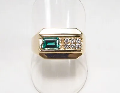 Mens 10K Yellow Gold Plated Pave Lab Created Topaz Dome Puff Pinky Ring 1.55Ct • $123.99