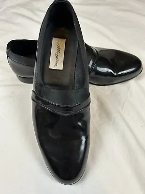 Nwob Mezlan Mirage Black Patent Leather Opera Tuxedo Slip On Loafers 10.5m • $95