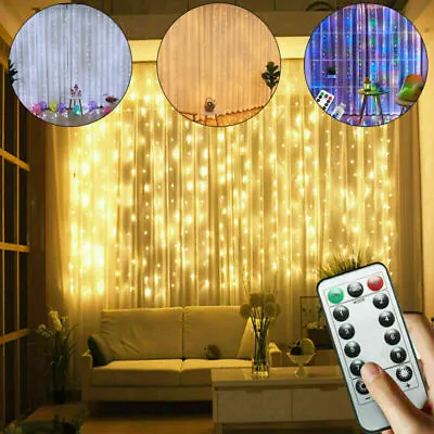 UK LED Curtain Fairy Lights String Indoor/Outdoor Backdrop Wedding Xmas Party UK • £5.87