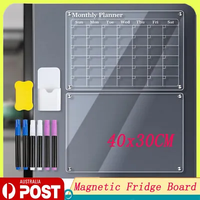 Magnetic Fridge Whiteboard Monthly Calendar Planner Acrylic White Board Set • $4.99