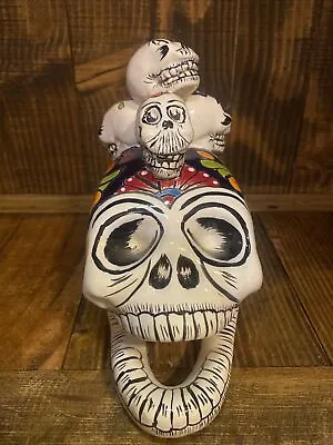 Multiple Skull Day Of The Dead Talavera Mexican Folk Art Hand Painted • $105