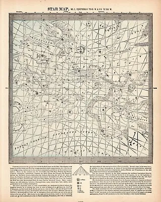 1894 Antique Star Map Constellation Map Antique Astronomy Zodiac Print  1149 • $29.25