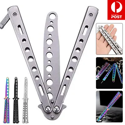 Rainbow Butterfly Comb Knife Metal Folding Practice Trainer Training Tool AU • $8.33