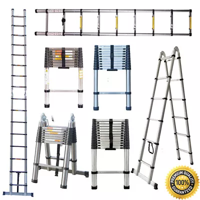 8.5/10.5/12.5/16.5FT Telescopic Ladder Loft Step Folding Extendable Ladders • $93.99