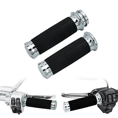 Chrome 1  Electronic Throttle Hand Grips Handle Bar For Harley Touring Softail • $15.29