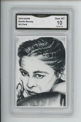 Ronda Rousey 2015 Aceo Art Card  Sketch Ufc Mma Graded 10 Gem Mint • $29.99