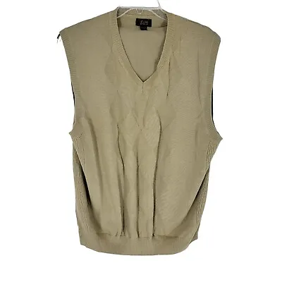Tasso Elba Golf Argyl Knit Sweater Vest Men's X-Large Sleeveless Tan V-Neck • $9.18