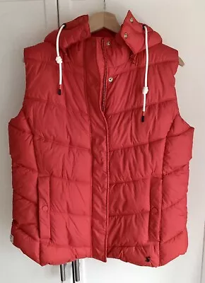 Joules Women's Red Padded Gilet/Bodywarmer Corsham Coastal Hooded 16 New • £40