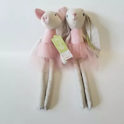 Pier 1 Rosie Peach Pig Bunny Plush Stuffed Animals Pink Tutu New Lot Set Easter • $8.99