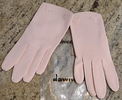 New Vintage Dawnelle Size L 7.5-8.5  Pink Formal Stretch Gloves 8.5  Long Tulip • $22