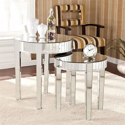 ARTLOGE Luxury Round Coffee Table Mirrored End Table Furniture For Home Decors  • $99.98